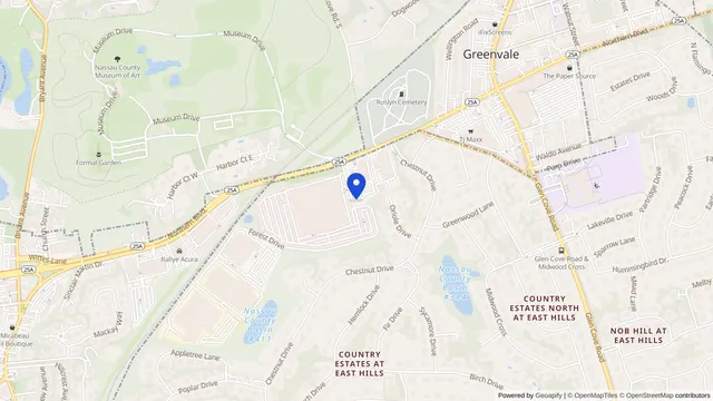 Map showing the location of The Friendship Circle Adult Day Care at 300 Forest Dr, East Hills, NY 11548, served by DachiPlus medical transportation.