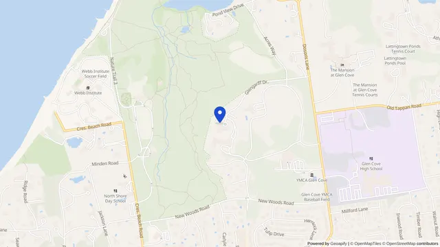 Map showing the location of Glengariff Health Care Center at 141 Dosoris Lane, Glen Cove, NY 11542, served by DachiPlus medical transportation.
