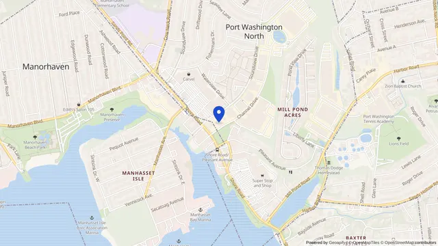 Map showing the location of Long Island Alzheimer’s Foundation (Memory Lane Club) at 5 Channel Dr, Port Washington, NY 11050, served by DachiPlus medical transportation.