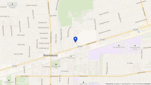 Map showing the location of Ross Healthcare Center at 839 Suffolk Avenue, Brentwood, NY 11717, served by DachiPlus medical transportation.
