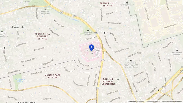 Map showing the location of St. Francis Hospital — The Heart Center at 100 Port Washington Blvd, Roslyn, NY 11576, served by DachiPlus medical transportation.