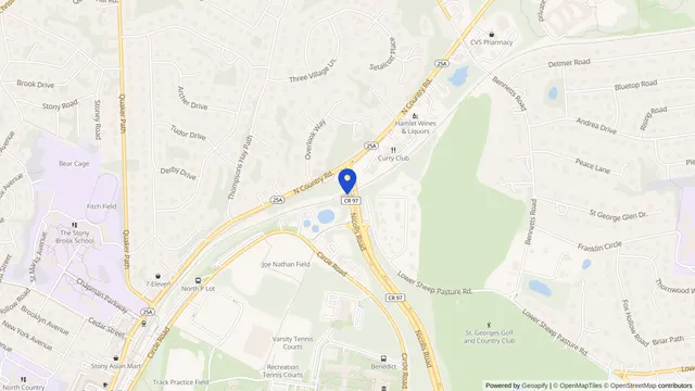 Map showing the location of Stony Brook University Hospital at 101 Nicolls Rd, Stony Brook, NY 11794, served by DachiPlus medical transportation.