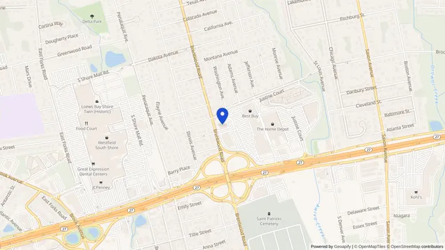Map showing the location of Sunrise Manor Nursing Home at 1325 Brentwood Road, Bay Shore, NY 11706, served by DachiPlus medical transportation.