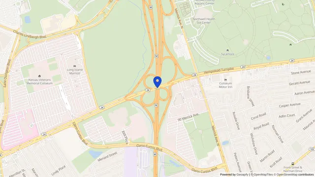 Map showing the location of Townhouse Center for Rehabilitation and Nursing at 755 Hempstead Turnpike, Uniondale, NY 11553, served by DachiPlus medical transportation.