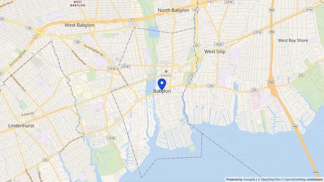Map showing the location of Babylon at Babylon, Suffolk County, NY, served by DachiPlus medical transportation.
