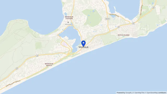 Map showing the location of Montauk at Montauk, Suffolk County, NY, served by DachiPlus medical transportation.