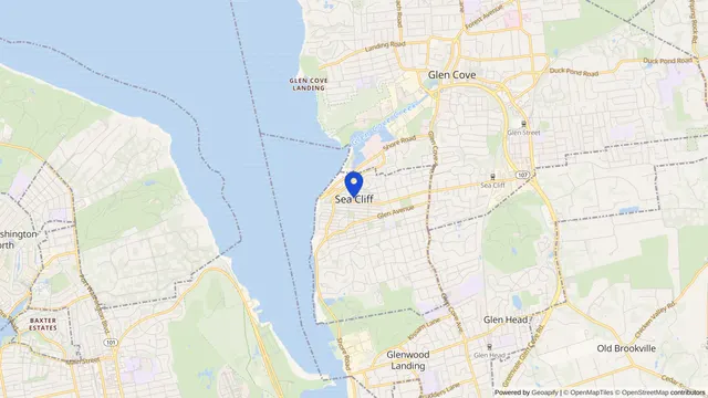 Map showing the location of Sea Cliff at Sea Cliff, Nassau County, NY, served by DachiPlus medical transportation.