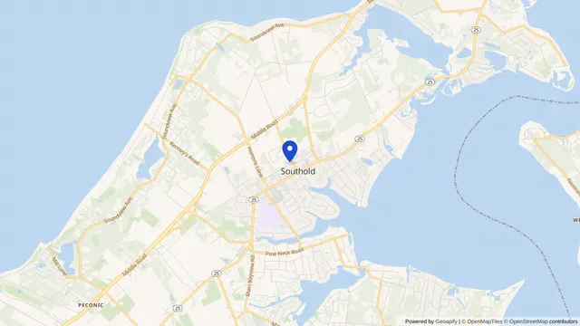 Map showing the location of Southold at Southold, Suffolk County, NY, served by DachiPlus medical transportation.